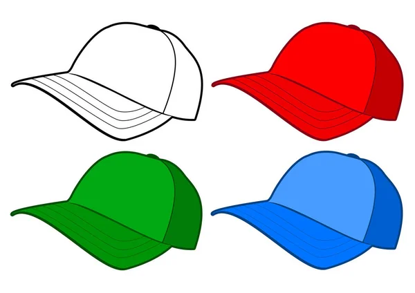 Conjunto Chapéus Diferentes Ilustração Vetorial Isolada Sobre Fundo Branco — Vetor de Stock