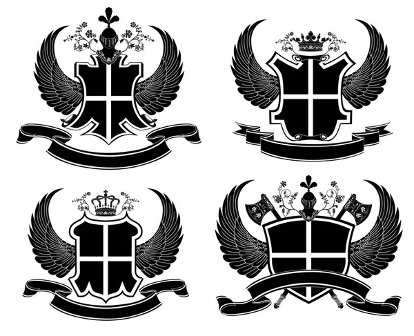 Conjunto Emblemas Heráldicos Ilustração Vetorial — Vetor de Stock