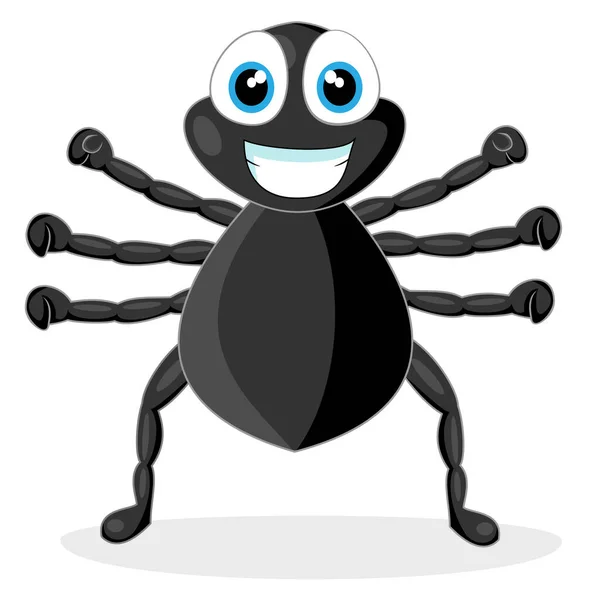 Czarna Mrówka Kreskówkowa Izolowana Białym Tle — Wektor stockowy