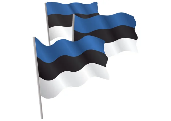 Estonia Flagga Med Silke Konsistens Vit Bakgrund — Stock vektor