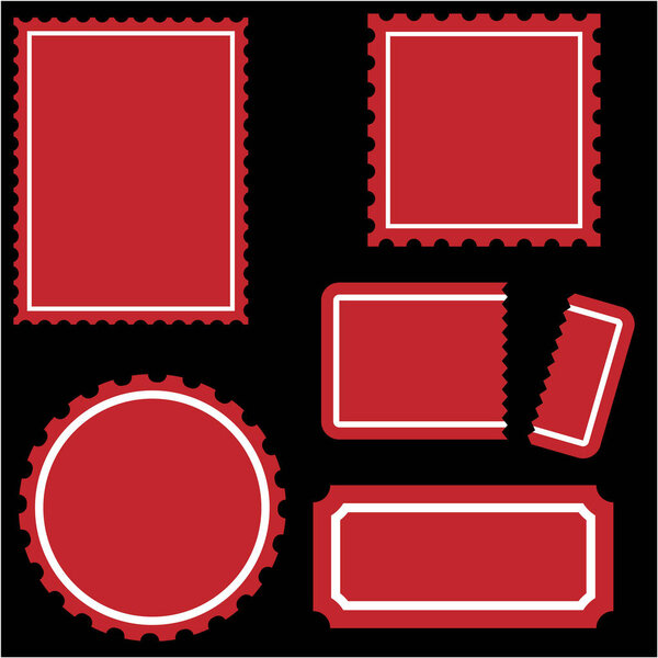 set of red stamps, vector illustration