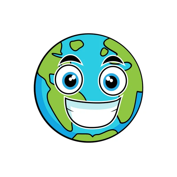 Happy Earth Planet Icon Cartoon Vector Illustration Graphic Design — Stock Vector