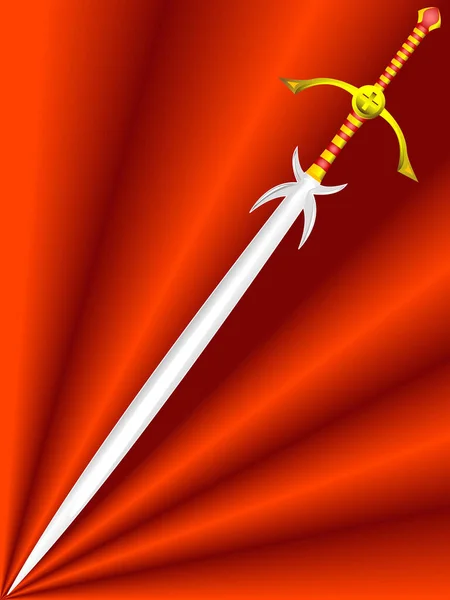 Espada Sobre Fondo Rojo Ilustración Vectorial — Vector de stock