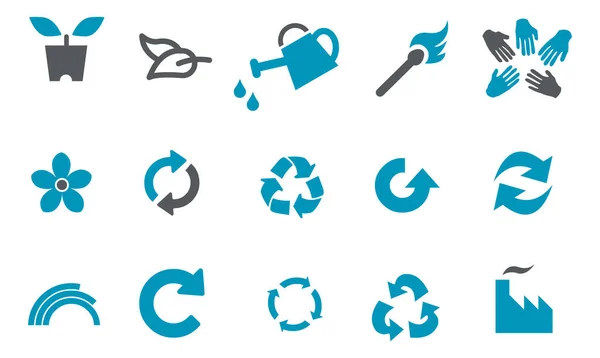Ecology Symbols Environmental Icons Vector Illustration — Stock Vector