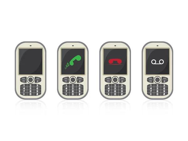 Набор Четырех Значков Различными Типами Телефонов Вектор — стоковый вектор
