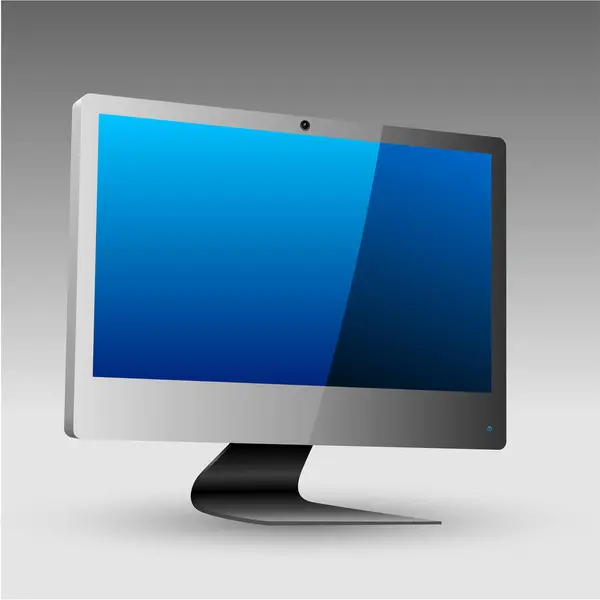 Modern Computer Monitor Grey Background — Stock Vector