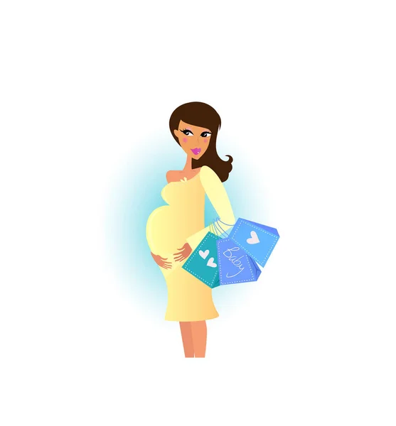 Zwangere Moeder Vector Illustratie Eenvoudig Ontwerp — Stockvector