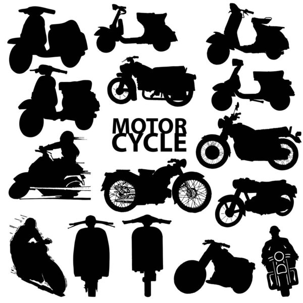 set of motorcycle silhouettes, vector illustration simple design