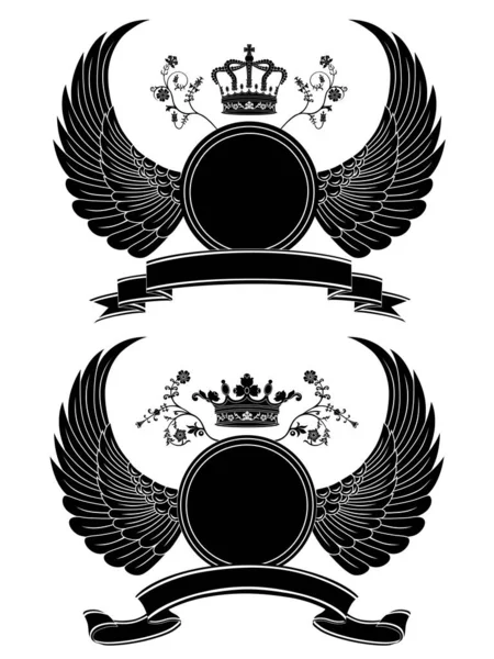 Vector Set Heraldic Elements Arms Wings — Stock Vector