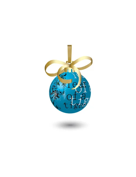 Decoração Natal Com Uma Bola Azul Ilustração Vetorial Design Simples — Vetor de Stock