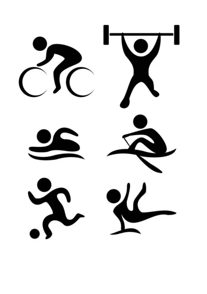 Personnes Dans Sport Icônes Ensemble Illustration Vectorielle Conception Simple — Image vectorielle