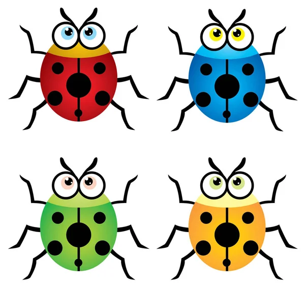 Conjunto Insectos Dibujos Animados Ilustración Vectorial Aislado Sobre Fondo Blanco — Archivo Imágenes Vectoriales