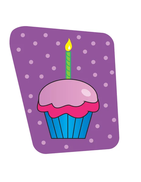 Happy Birthday Cupcake Candle — Stock Vector