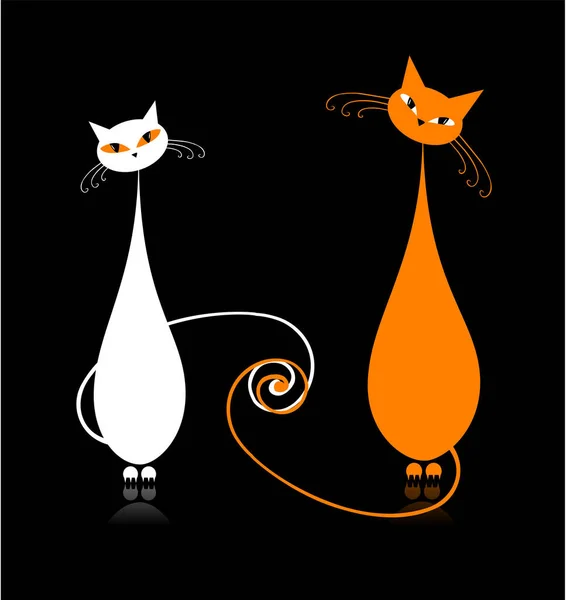 Cats Orange Eyes White Background — Stock Vector