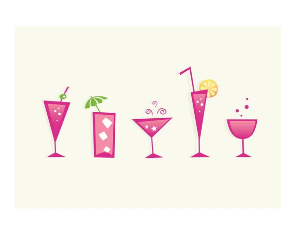 Cocktails Trinken Symbol Set Vektor Illustration Design — Stockvektor