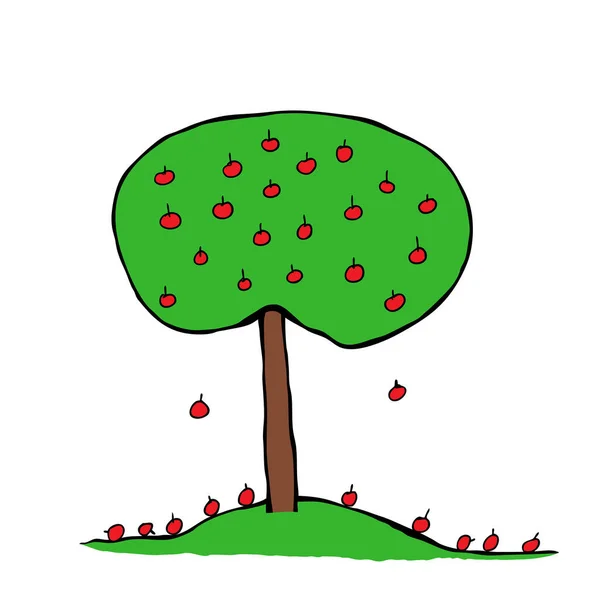 Kreskówka Jabłko Drzewo Dymkiem — Wektor stockowy
