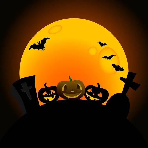 Fondo Feliz Halloween Con Calabaza Murciélagos — Vector de stock