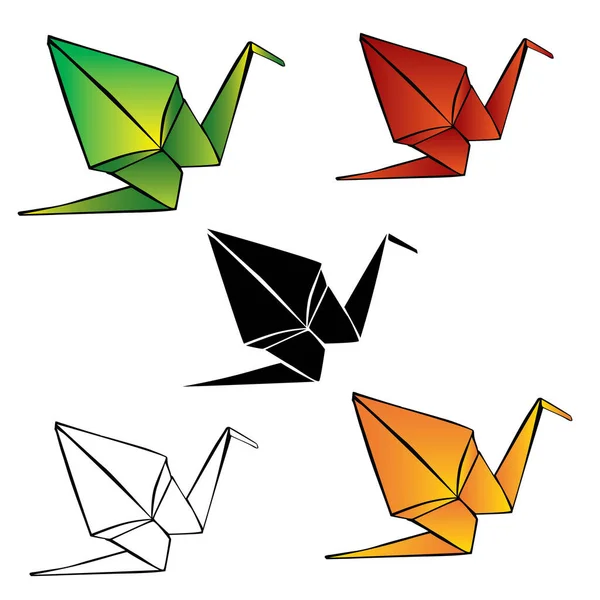 Conjunto Aves Origami Ilustración Vectorial — Archivo Imágenes Vectoriales