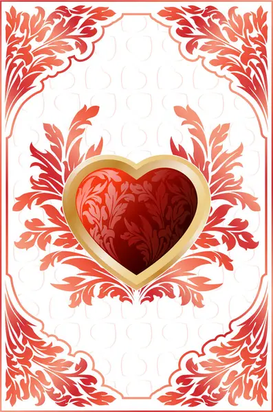 Coeur Rouge Avec Des Fleurs Sur Fond Blanc — Image vectorielle