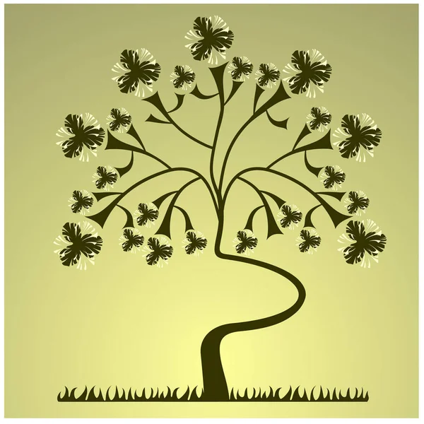 Baum Auf Grünem Hintergrund Vektorillustration — Stockvektor