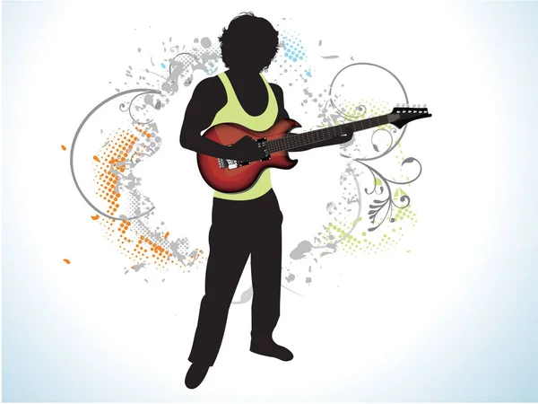 Músico Homem Com Guitarra Vetor Ilustração Design Gráfico — Vetor de Stock