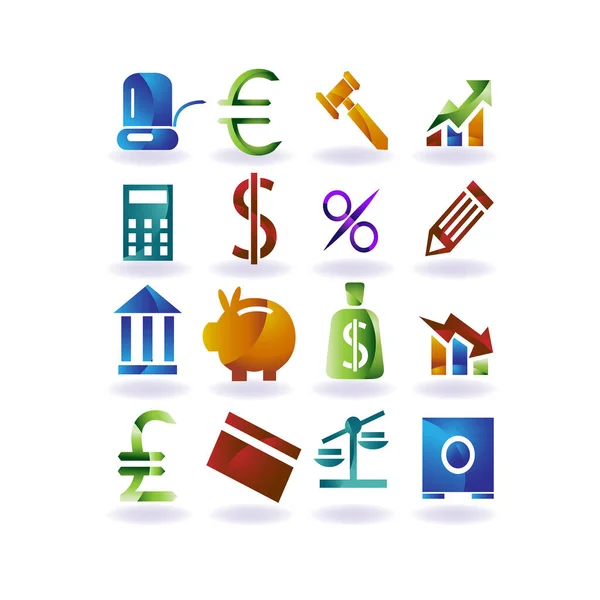 Conjunto Iconos Finanzas Negocios Diseño Vectores — Vector de stock