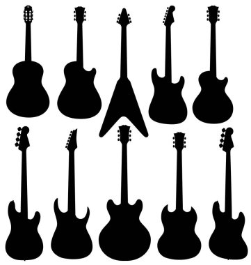 Gitar vektör çizimi kümesi.