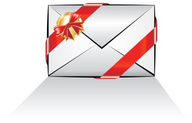 Kırmızı zarflı Noel kartı.