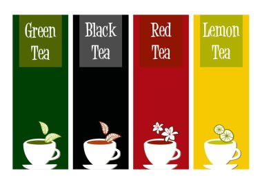 Beyaz arkaplanda çay setinin çizimi