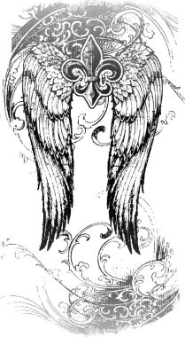 El çizilmiş melek kanatları, vektör