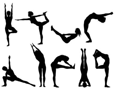 Yoga yapan bir kadının vektör silueti.