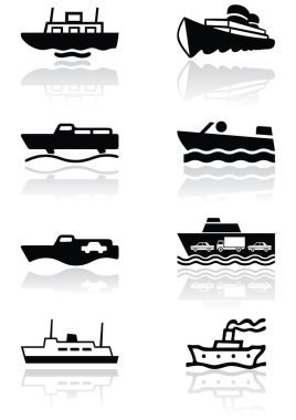 Yat ve gemi logosu vektör tasarımı. Ağ için tekne ve denizcilik sembolü.