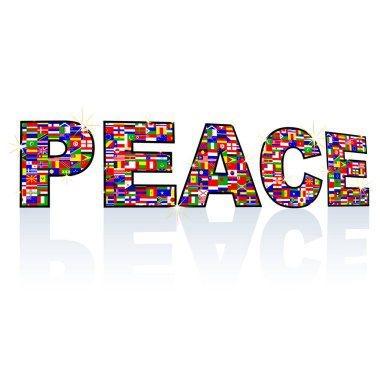 Beyaz arkaplan üzerinde barış metni 