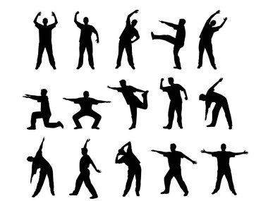 Beyaz arka plan üzerinde insanların siluet vektör