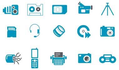 Fotoğraf stüdyosu simgesi seti. Web tasarımı için basit fotoğraf makinesi vektör simgeleri kümesi