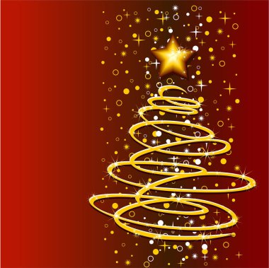 Yılbaşı ağacı ve yıldızlar. vektör illüstrasyonu