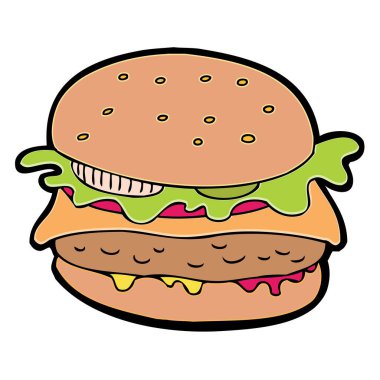 Lezzetli hamburger ikonu vektör çizimi tasarımı