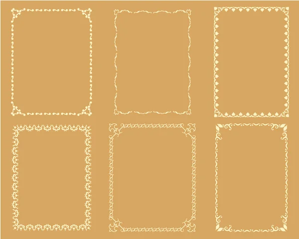 Arany Keretek Gyűjteménye Fehér Háttérrel Tervezési Elem Vektor Illusztráció — Stock Vector