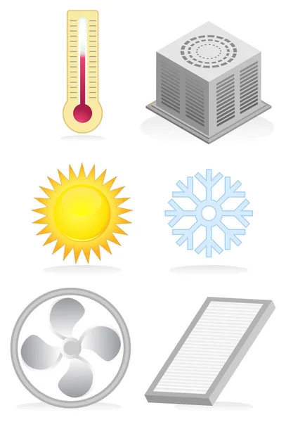 気候アイコンのベクトルデザイン ウェブのための温度と天気のストックシンボルのコレクション — ストックベクタ