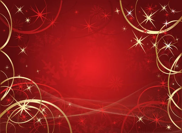 Karácsony Piros Háttér Hópelyhek — Stock Vector