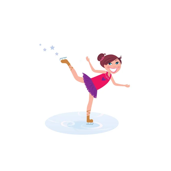 Joyeuse Petite Fille Robe Rose Dansant Sur Fond Blanc Illustration — Image vectorielle