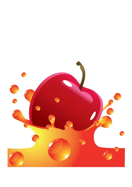 赤いリンゴのジュースのスプラッシュ — ストックベクタ
