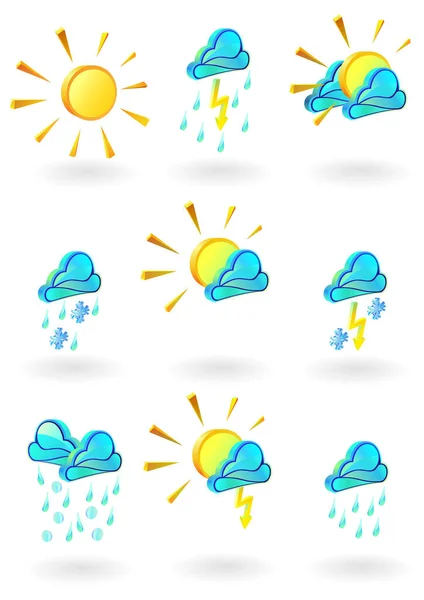 一套带有天气的卡通图标 — 图库矢量图片