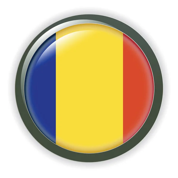 Badge Rond Avec Drapeau Roumanie — Image vectorielle