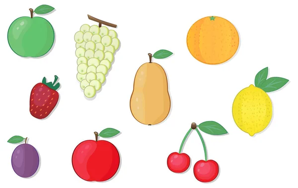 Conjunto Frutas Ilustração Vetorial — Vetor de Stock
