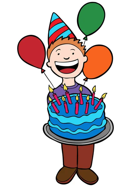 Boy Birthday Cake Vector Illustration — Stock Vector