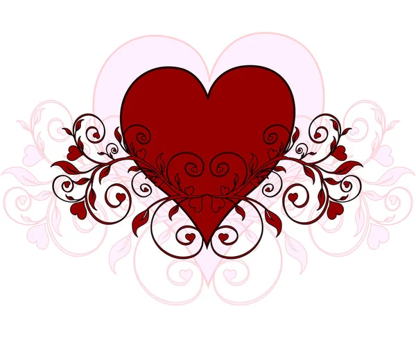 Corazón Con Elementos Florales Para Día San Valentín — Vector de stock