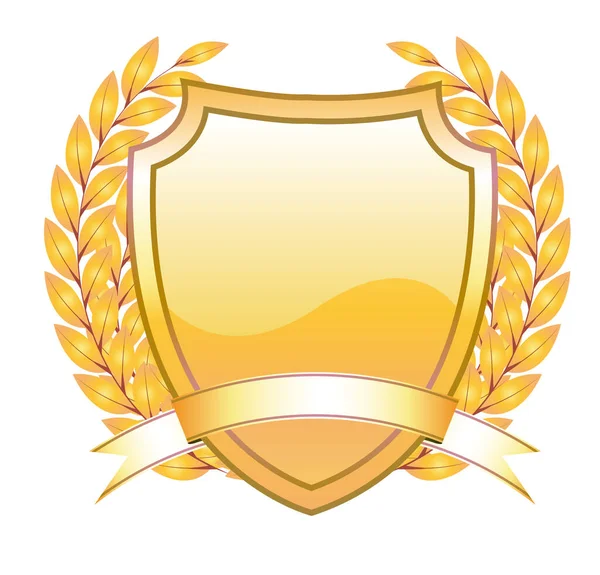 Golden Laurel Wreath Shield Icon Vector Illustration Design — Stock Vector