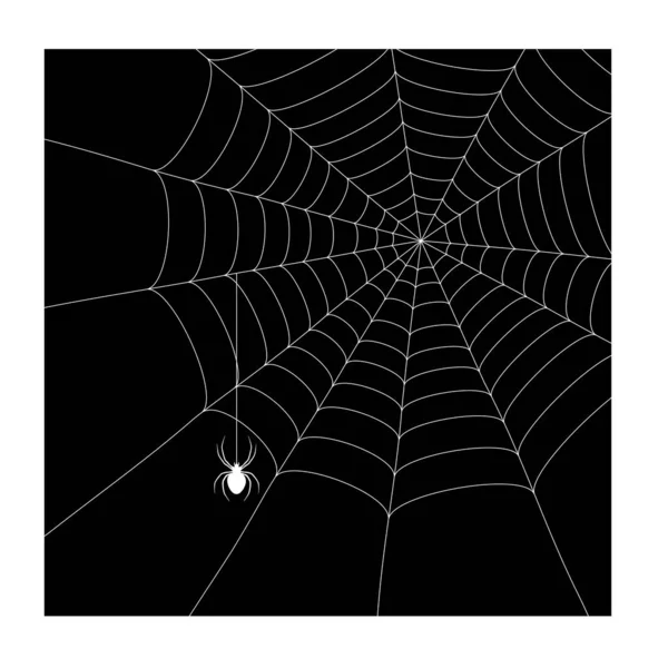 Zwart Spinnenweb Geïsoleerd Een Witte Achtergrond Vectorillustratie — Stockvector