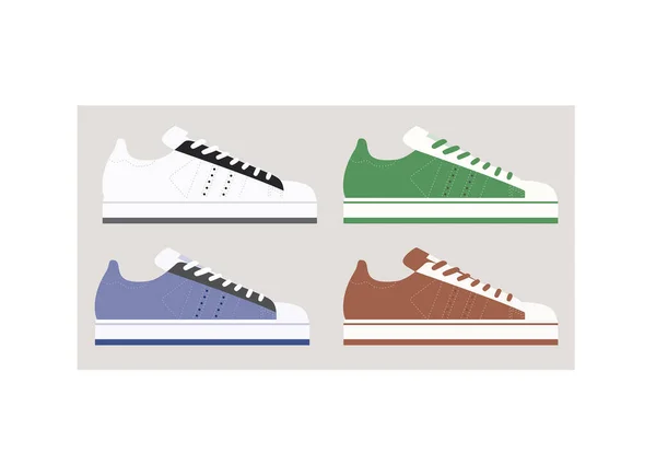 Διανυσματική Απεικόνιση Του Συνόλου Sneakers — Διανυσματικό Αρχείο